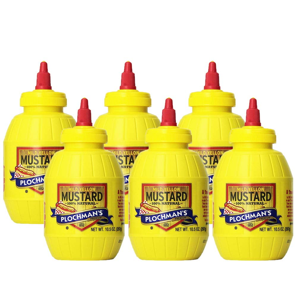 Plochmans Original Mild Classic Yellow Mustard, 10.5 Oz (6 Pack