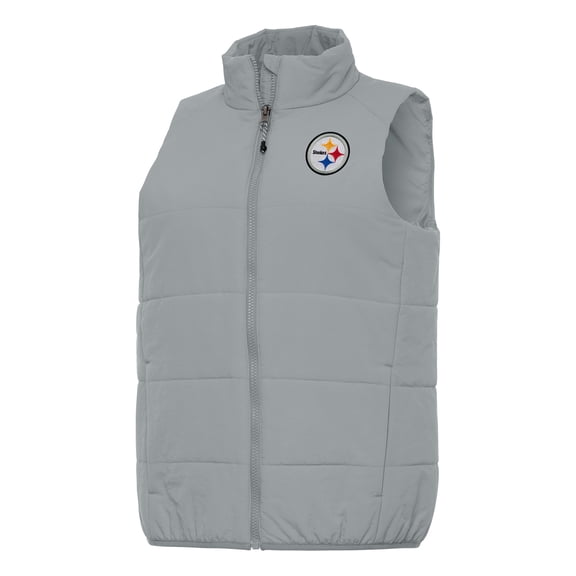 Women's Antigua  Gray Pittsburgh Steelers Experience Full-Zip Vest