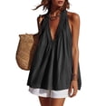 thumbnail image 5 of Ltctricy Womens Halter Denim Tops Summer V Neck Sleeveless Tank Tops Flowy Peplum Blouses Loose Vacation Beach Outfits, 5 of 6