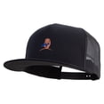 thumbnail image 2 of Bear Caught Fish Embroidered 5 Panel Mesh Trucker Snapback Cap - Black OSFM, 2 of 5