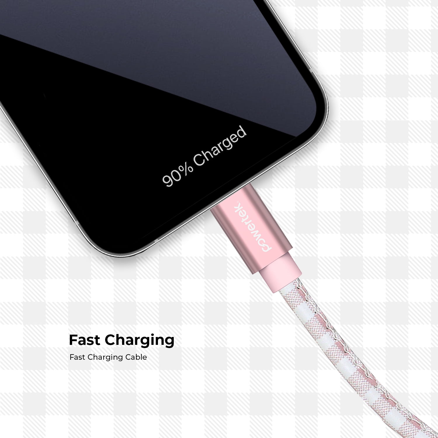 Liquipel Powertek Pastel Plaid USB-C to USB-C - Pink
