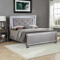 thumbnail image 6 of Textured Queen King Size Bed with Silver Trim Accents, Beige, 6 of 6