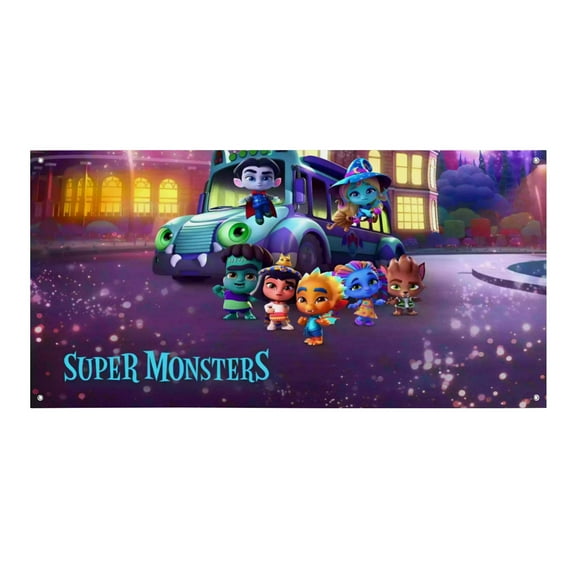 Super Monsters-Theme Backdrops Banner Birthday Party Decor Supplies Personalized Party Backdrop Decoration,5x3ft（150x90cm）