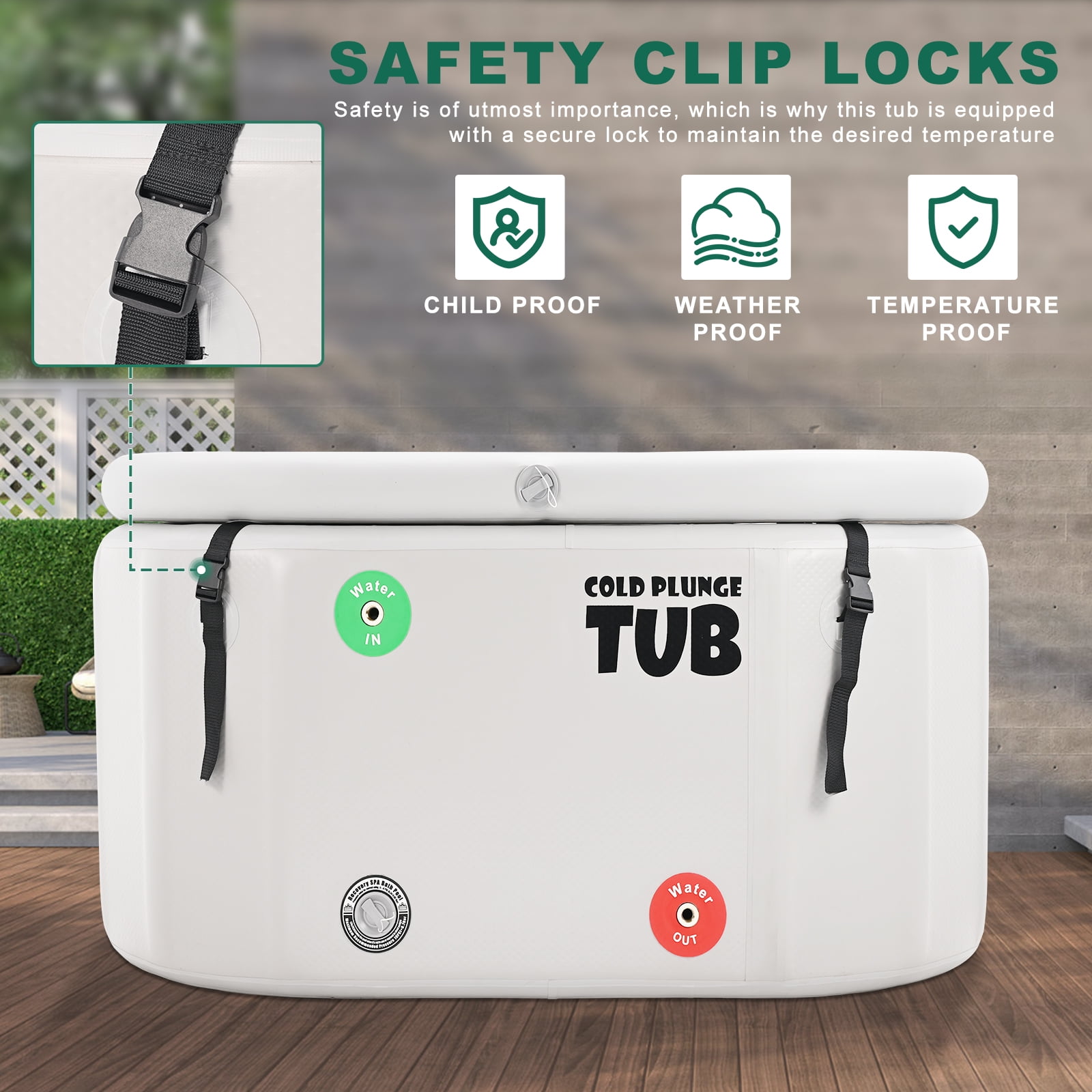 ABORON XL Ice Bath Tub Cold Plunge Tub with Cover for Athletes - Technical View