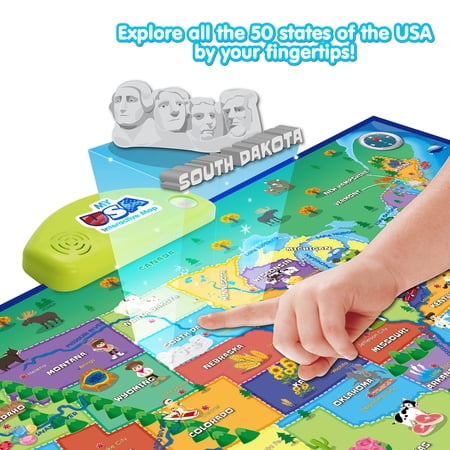 BEST LEARNING i-Poster My USA Interactive Map - Educational Smart Talking US Poster Toy for Kids Boy or Girl Ages 5 to 12 Years