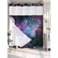 thumbnail image 2 of No Hook Shower Curtain with Snap-in Liner, Purple Ombre Starry Night Waterproof Fabric Bathroom Curtains, Modern Abstract Art Bath Curtains & Mesh Top Window 72"x78" Long, 2 of 9