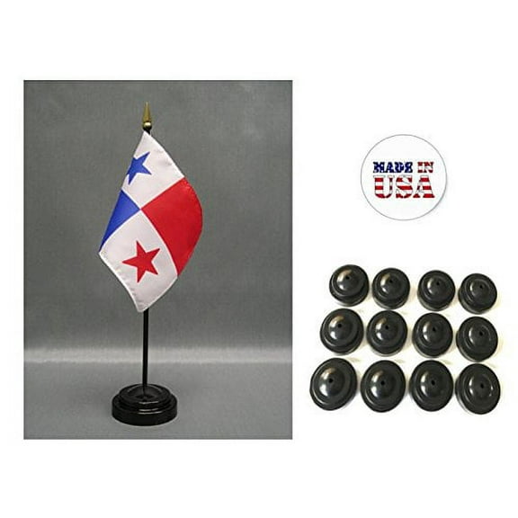 Box of 12 Panama 4"x6" Miniature Desk & Table Flags Includes 12 Flag Stands & 12 Panamanian Small Mini Stick Flags