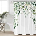 thumbnail image 5 of Eucalyptus Leaf Shower Curtain, 48" x 72", Country Green Plant Farm Waterproof Bathroom Curtain Washable Shower Curtain Set with 12 Hooks, 5 of 6