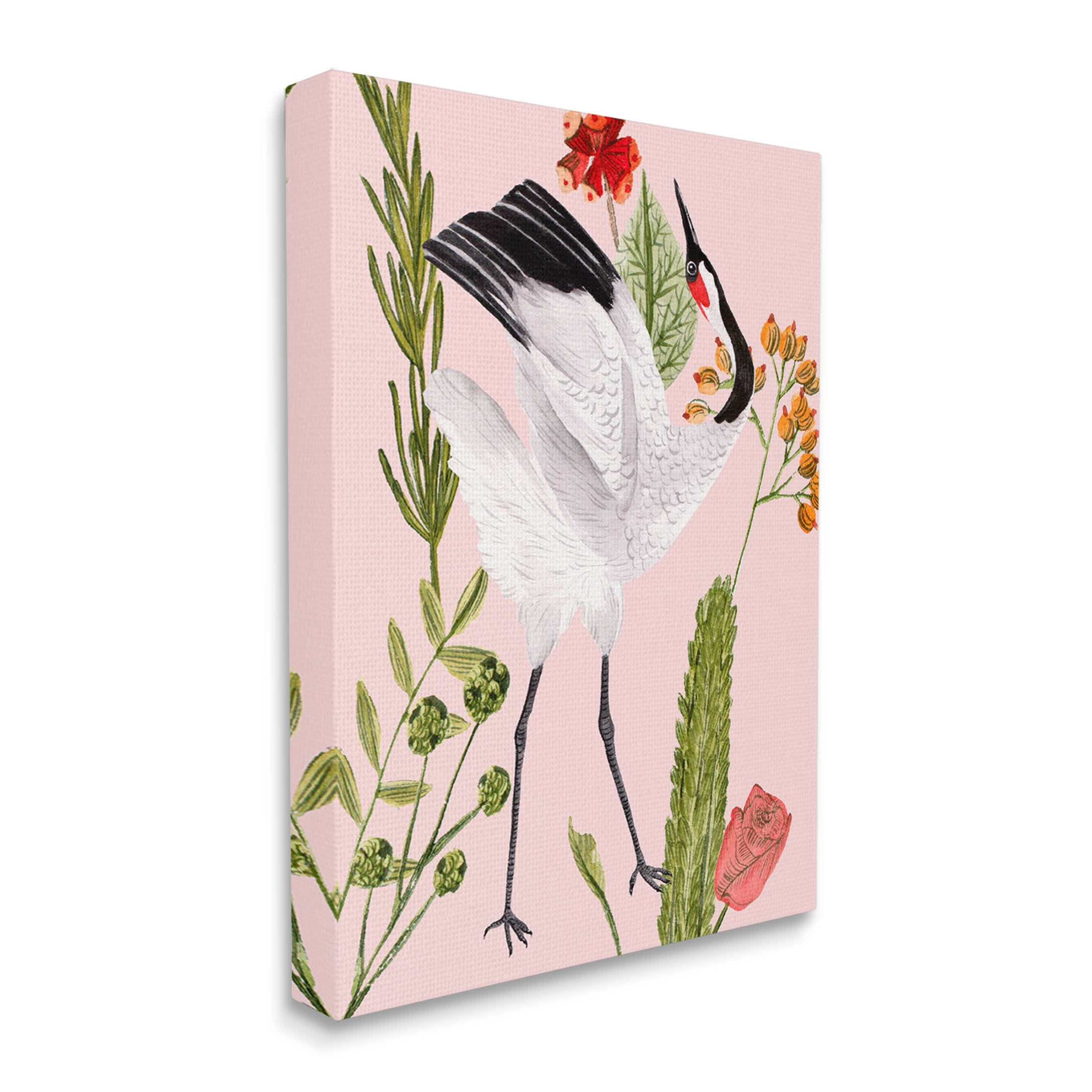 Stupell Industries Tropical Crane Bird Botanicals Graphic Art Gallery Wrapped Canvas Print Wall Art, Design by Melissa Wang