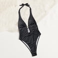 thumbnail image 4 of HOMBOM Swimsuit for Women Swimwear Cutout Black One Piece Polka Dot Halter Tummy Control Adults Bathing Suit, 4 of 6