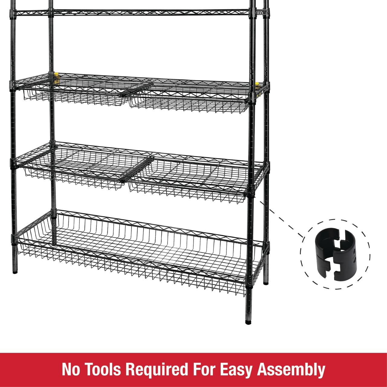 Rubbermaid 5-Tier Deluxe Heavy Duty Black Wire Shelving Unit with Drawers & Basket, 1520lb Capacity