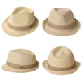thumbnail image 3 of Sombrero Fedora de Panamá de paja para hombre, plegable, de sol, verano, playa, derby, trilby, para mujer, beige, mediano M., 3 of 5
