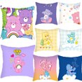 thumbnail image 2 of MINISO - Almohada para siesta de estudiante con diseño de oso cariñoso arcoíris, para sofá, sala de estar, respaldo, mesita de noche, funda de almohada con dibujos animados de oso cariñoso, bonito reg, 2 of 5