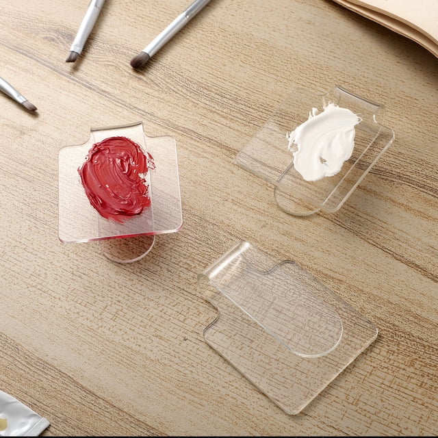 KALLORY 3Ud Paletas Transparentes De Acrílico Para Mezclar Pintura De Y Cosméticos Mano