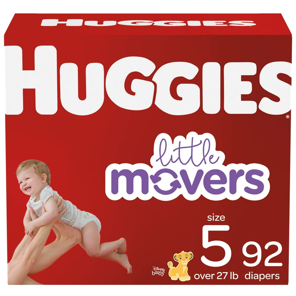 Huggies Little Movers Baby Diapers, Size 5, 92 Ct