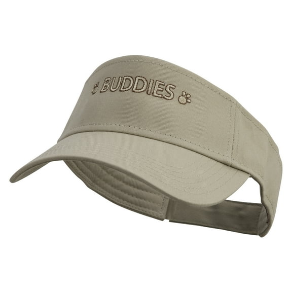 Adventure Buddies Phrase Embroidered Cotton Twill Sun Visor - Khaki OSFM
