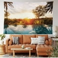 thumbnail image 3 of Hawaii Tapestry, Home with Swimming Pool at Sunset Tropics Palms Private Villa Resort Scenic View, Fabric Wall Hanging Decor for Bedroom Living Room Dorm, 5 Sizes, Orange Teal, by Ambesonne, 3 of 9