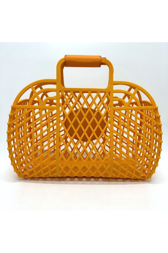 Pre-Owned FENDI 8GH389 Bucket Medium Bag Handbag Plastic Leather Women's Orange MO-230618-18