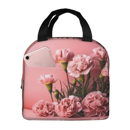 Insulated Lunch Bag for Women Men - Delicate Pink Carnations A Leakproof Cooler Lunch Box for Women Men  Lunch Tote Bags for Work School Picnic Travel