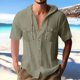 thumbnail image 1 of pstuiky camisetas para hombre, Blusa informal de manga corta con capucha, botones y bolsillo con cordón de color sólido para hombre. ropa de hombre s, 1 of 6