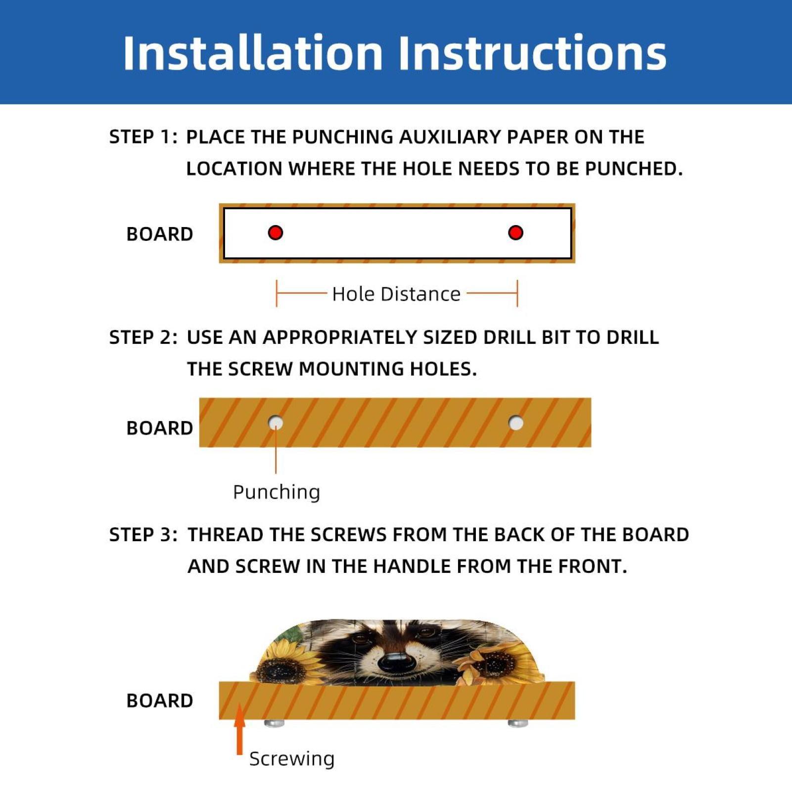 PhooArto 6 Pcs Cup Drawer Pulls, Sunflower Raccoon Wooden Board Shell Shape Handles Cabinet Knobs for Dresser Cupboard Closet Wardrobe with Screws