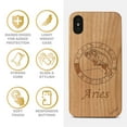 thumbnail image 4 of Case Yard Wooden Case Outside Soft TPU Silicone, Slim Fit Shockproof Wood Protective Phone Cover for Girls Boys Men and Women, Supports Wireless Charging Aries Sign Design case for iPhone-XS-Max, 4 of 7