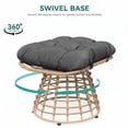 thumbnail image 4 of OMNIBERG 360° Outdoor Swivel Ottoman Stools Set of 2, Oversized All Weather Wicker Footstool with Cushion and Non-Slip Feet, Outdoor Seating Footrest for Bedroom, Living Room, Porch, Balcony, Black, 4 of 6