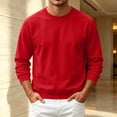 thumbnail image 6 of Domuza Men's Fleece Crewneck Sweatshirt, Long Sleeve Pullover, Loose Fit Athletic Top, Warm Basic Pullover for Fall - Red M, 6 of 6