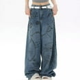 thumbnail image 2 of Bmisegm Jeans Rétro Mode Polyvalents et Minimalistes pour Femmes Printemps et Automne Y2K Jeans pour Femmes Bleu P, 2 of 9