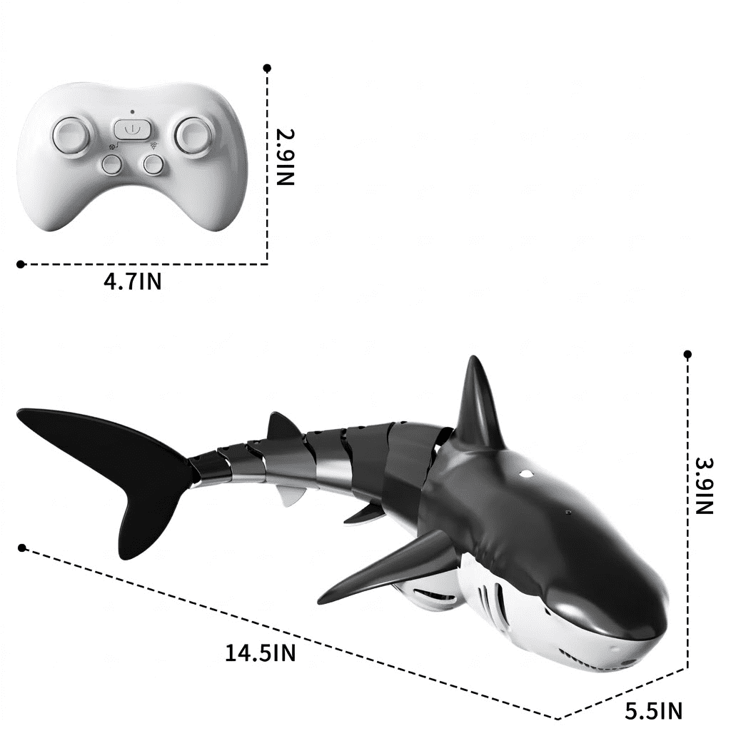 1:18 Scale Remote Control Shark Toy with Water Spray and Light for Pool, 2.4GHz RC Boat Water Toy for Boys Girls Kids