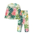 thumbnail image 2 of Bingfone Womens Pajama Sets Tropical Flowers Print,Long Sleeve Loungewear Pajamas Set-Small, 2 of 9