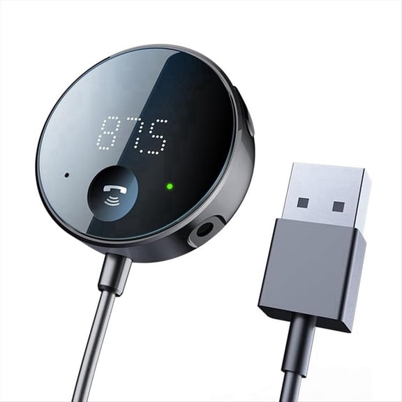 Transmisor FM Bluetooth para Coche, Adaptador AUX Bluetooth, Receptor Bluetooth para Música de Coche/Llamadas Manos /Audio Estéreo