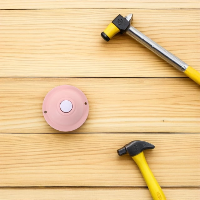 RUNROTOO Timbre De Pared Vintage Rosa Para Puerta Con Botón Empujador Metálico Y Función Cableada
