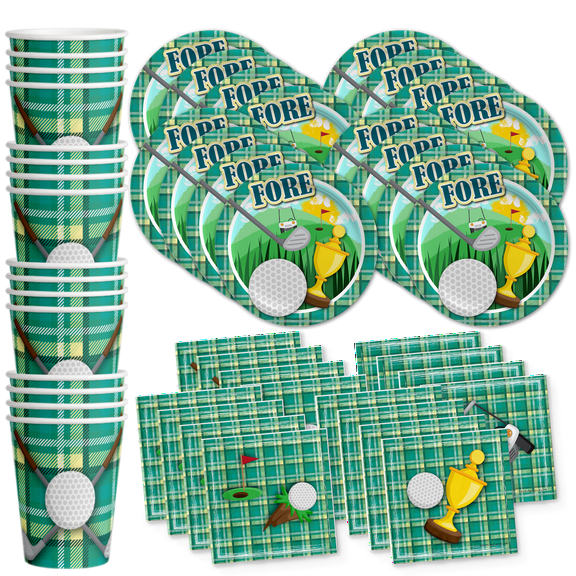 Golf Par-tee Birthday Party Supplies Set Plates Napkins Cups Tableware Kit for 16