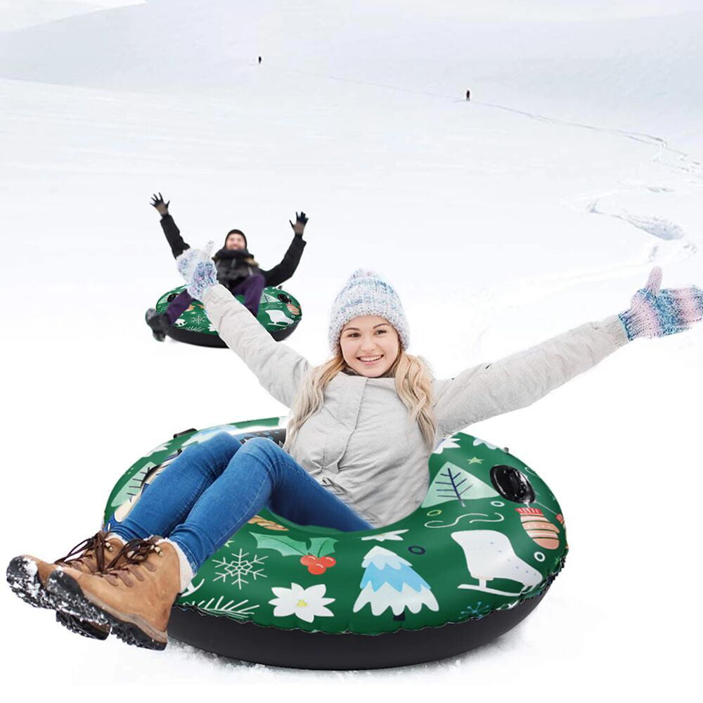 Details about   Large Snow Tube Extra Thick PVC Inflatable Snow Sled for Kids Adults Sledding 