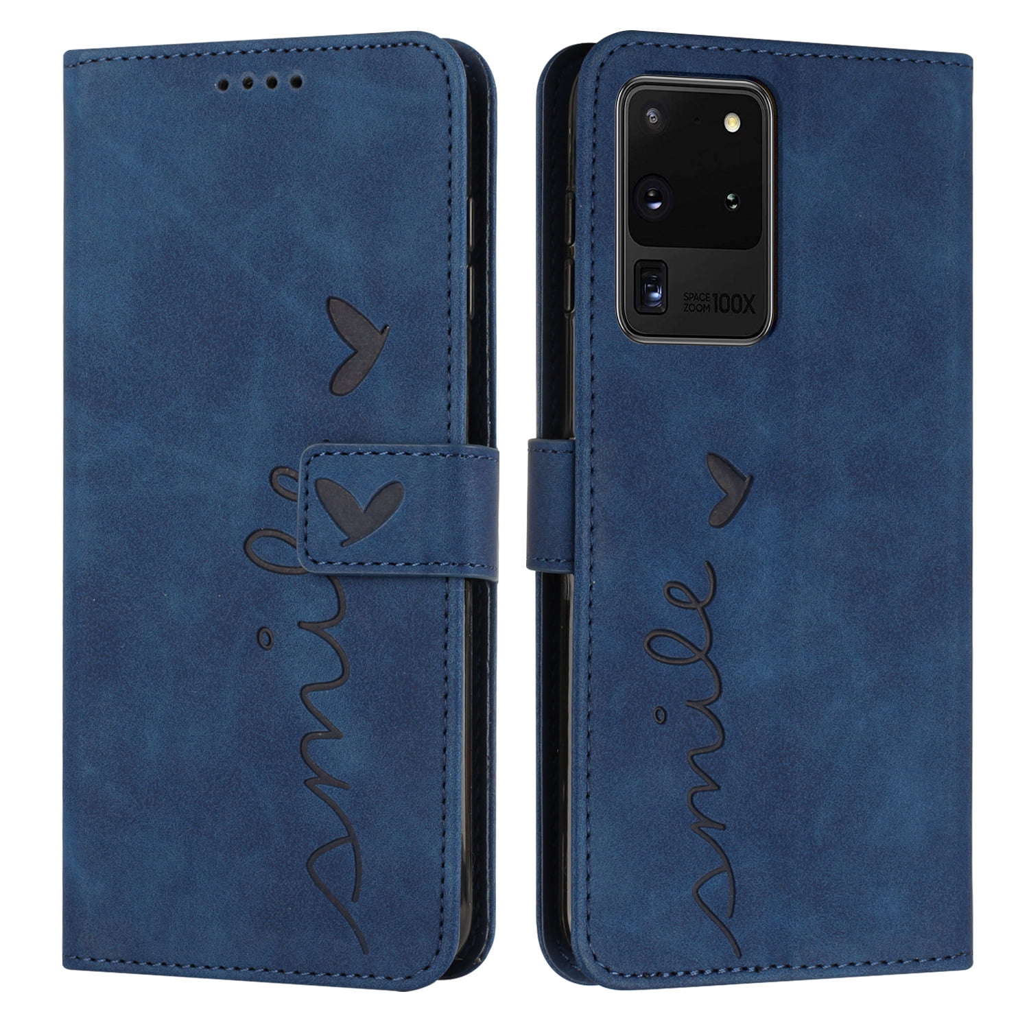 GSFY Wallet Case for Galaxy S20 Ultra with Card Holder and Wrist Strap, PU Leather Magnetic Flip Folio Stand Cover for Samsung Galaxy S20 Ultra, S20 Ultra 5G 6.9-inch, Navy