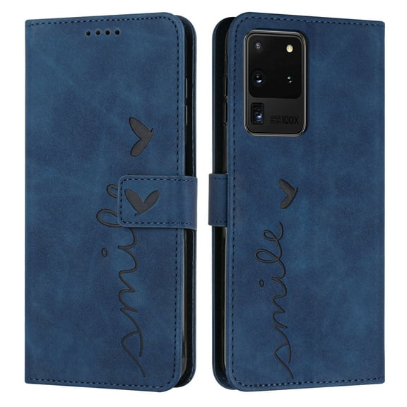 Dteck Wallet Case for Samsung Galaxy S20 Ultra 6.9 Inch, PU Leather with Embossed Pattern Card Slots & Cash Pockge Kick Stand Scratchproof Splash-proof CaseFor Samsung Galaxy S20 Ultra, Blue