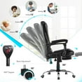 thumbnail image 4 of YODOLLA Ergonomic Reclining Office Chair, Heat & Massage High Back Desk Chair w/Retractable Footrest, Executive Swivel Leather Chair for Office, Home, Study, Black, 4 of 9