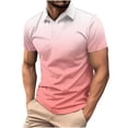 thumbnail image 2 of Golf Shirts for Men M-4XL Big and Tall Short Sleeve Tees Shirt Plus Size Pullover Button Collared Gradient Printed Breathable Workout Tops, 2 of 6