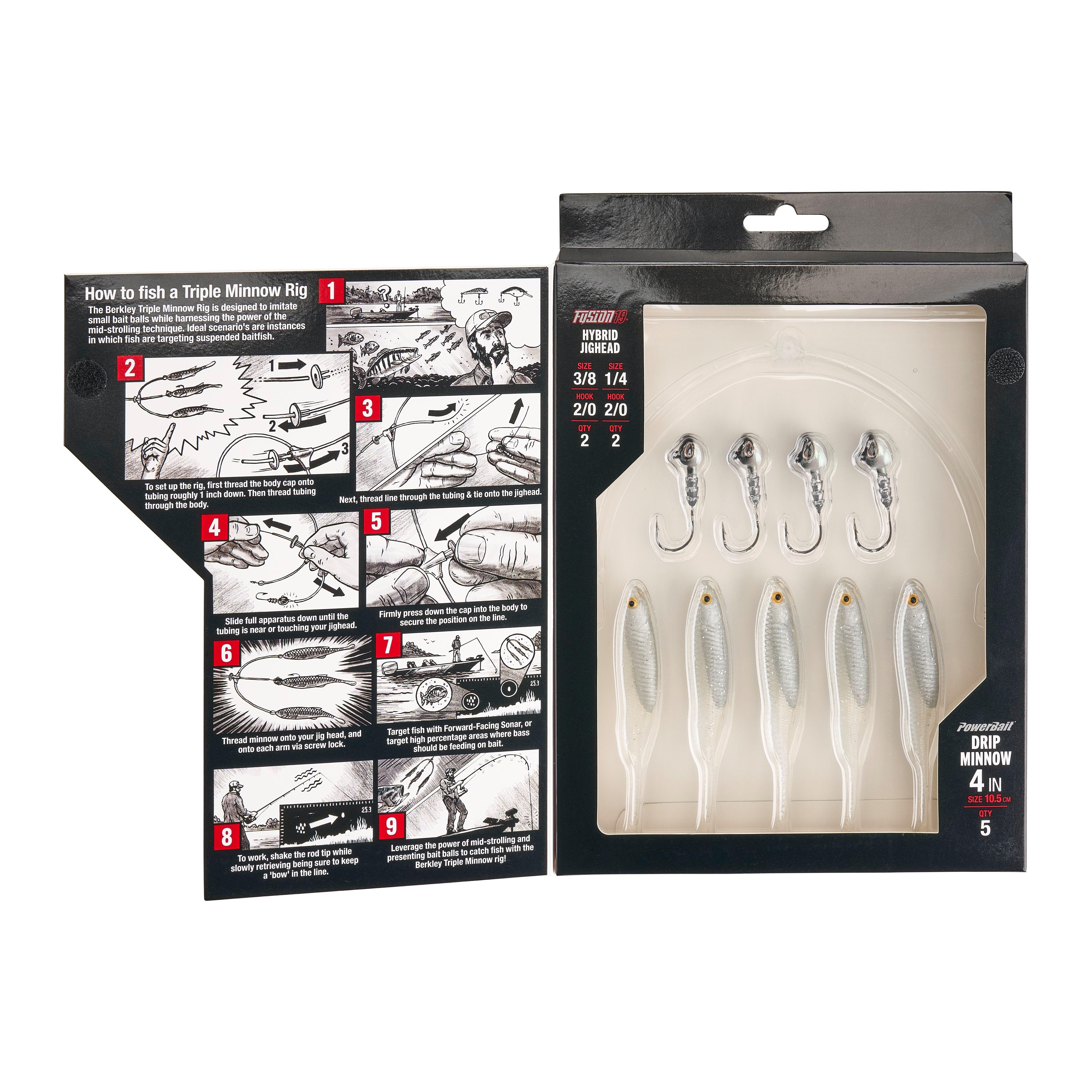 Berkley Triple Minnow Rig Kit, 4in, White Shiner