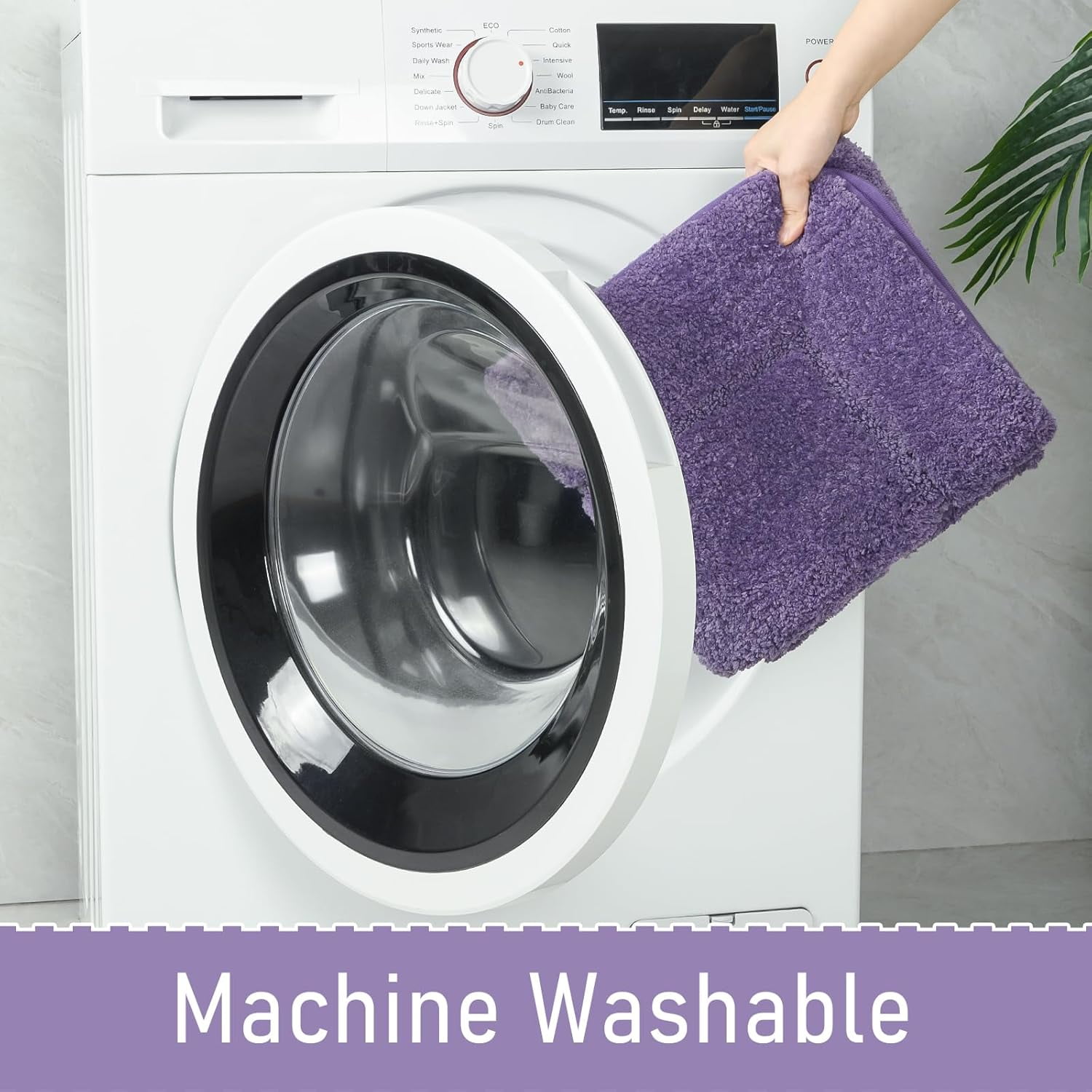 Bathroom Rug 24 x 60 Inches Non Slip Washable Soft Thick Absorbent Shaggy Plush Runner Mat Purple