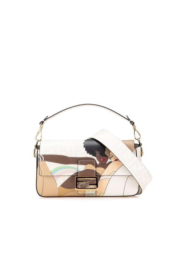Pre-Owned Fendi Zucca Mamma Bucket Handbag/Shoulder Bag, 2-Way, 8BR600, White, Gray, Multicolor...