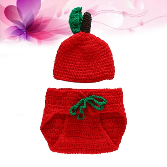 KALLORY Toddler Knit Clothes Fruit Design Crochet Costume Photo Photography Props(Red)