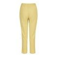 thumbnail image 5 of Summer Linen Pants for Women,Casual Elastic Waist Solid Print Side Button Trendy Pants Baggy Comfy Trousers Pants Cotton Casual Female Yellow L, 5 of 9