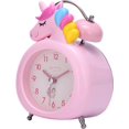 thumbnail image 4 of Rosa Unicorn Analog Väckarklocka Barns Morgon Tyst Dual Be, 4 of 5