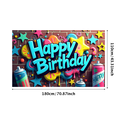 thumbnail image 3 of LUUFILx Colorful Happy Birthday Backdrop Banner Graffiti Wall Style Decorations Party Supplies Background Photography Props Birthday Party Decor Celebration, 3 of 9