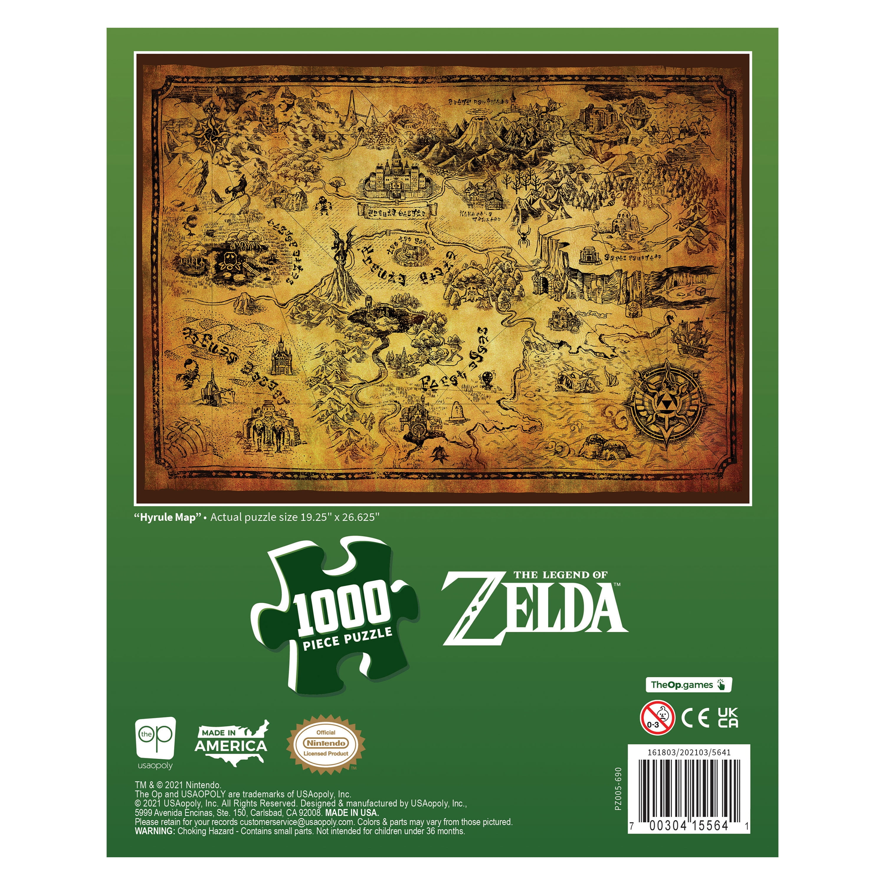 The Legend of Zelda™ "Hyrule Map" 1,000 Piece Jigsaw Puzzle, by Usaopoly