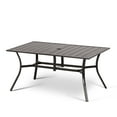 thumbnail image 2 of Aoodor Patio Dining Table for 6 People,  59"L x 38"W Rectangular Metal Outdoor Dining Table with Adjustable Umbrella Hole for Garden, Poolside, Backyard, 2 of 9