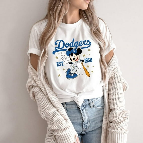 Mickey Mouse Dodgers 1958 Baseball Shirt,Mickey Baseball Shirt,Disney Sport Shirt,Dodgers Baseball Shirt,Disney Mickey Dodgers Shirt