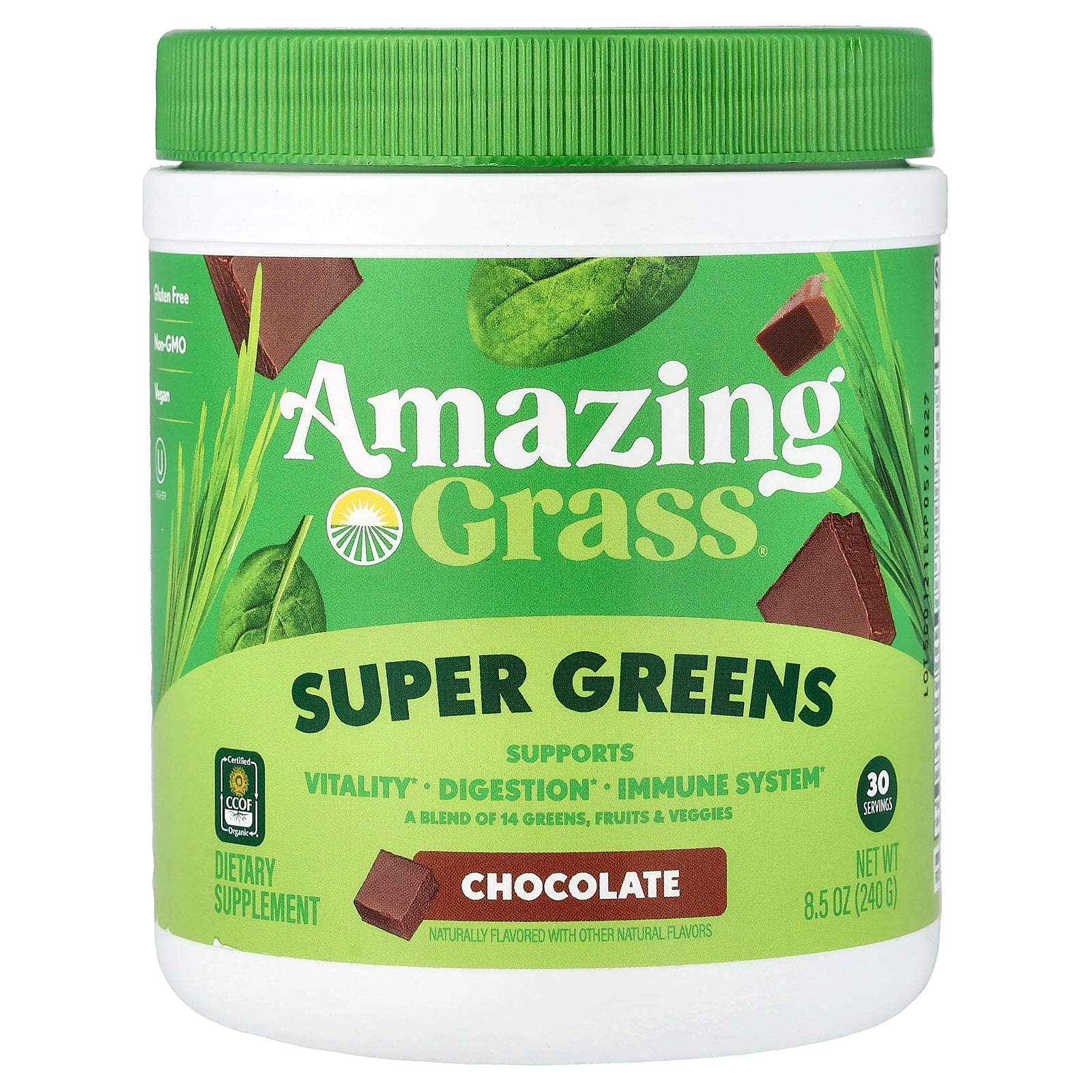 Amazing Grass, Greens Blend Superfood, Chocolate, 8.5 oz, 30 Servings